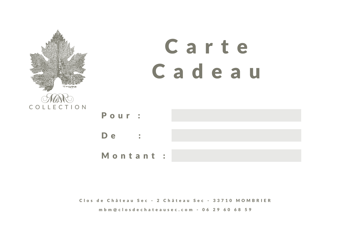 Carte-cadeau MBM Collection